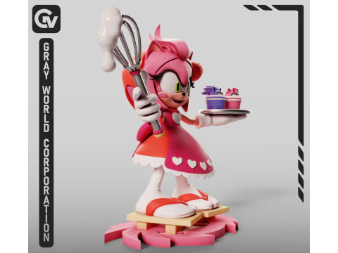 Amy Rose Confectioner - Sonic The Hedgehog 3D Print Model