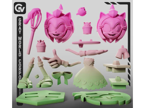 Amy Rose Confectioner - Sonic The Hedgehog 3D Print Model