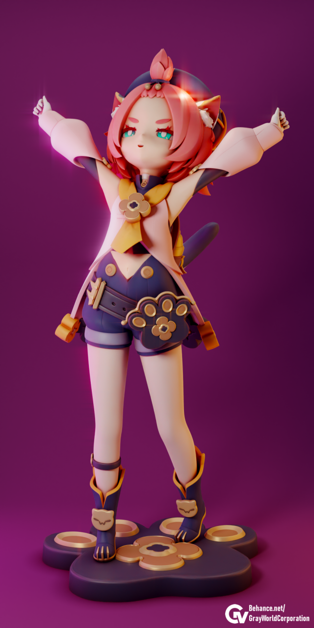 Diona 2 Genshin Impact 3D Print Model .c4d .max .obj .3ds .fbx .stl .blend 