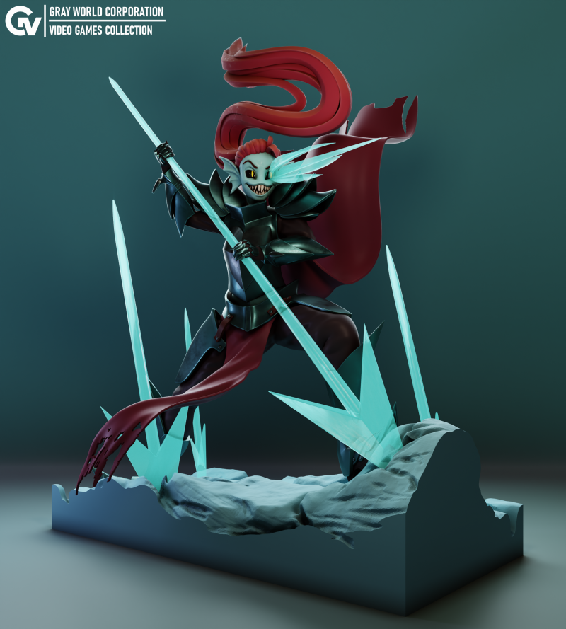 Undyne Undertale 3D Print Model .c4d .max .obj .3ds .fbx .stl .blend