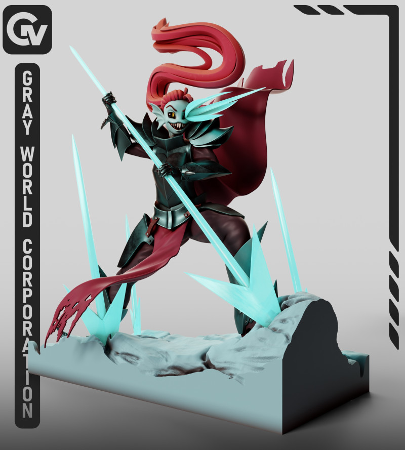Undyne Undertale 3D Print Model .c4d .max .obj .3ds .fbx .stl .blend 