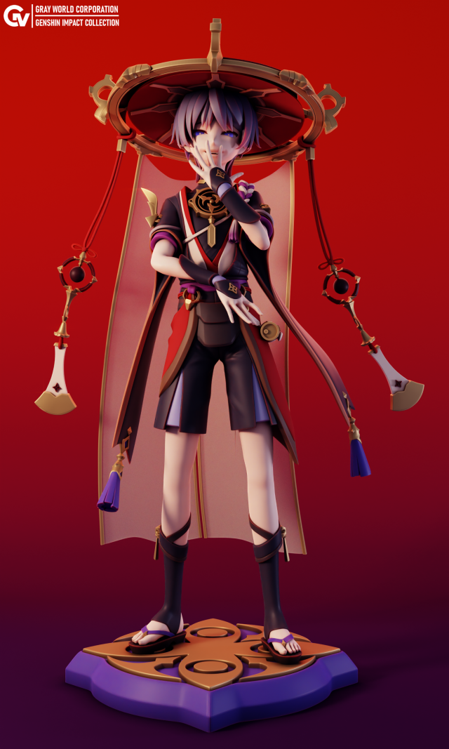 Scaramouche Genshin Impact Modelo de Impressão 3D .c4d .max .obj .3ds .fbx .stl .blend 