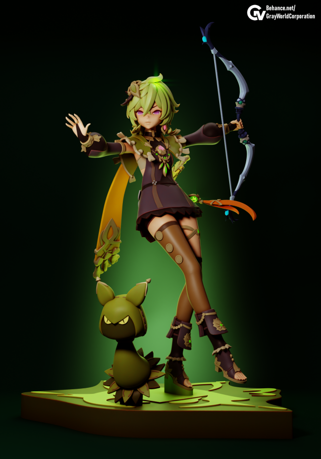 Collei Genshin Impact 3D Baskı Modeli .c4d .max .obj .3ds .fbx .stl .blend 