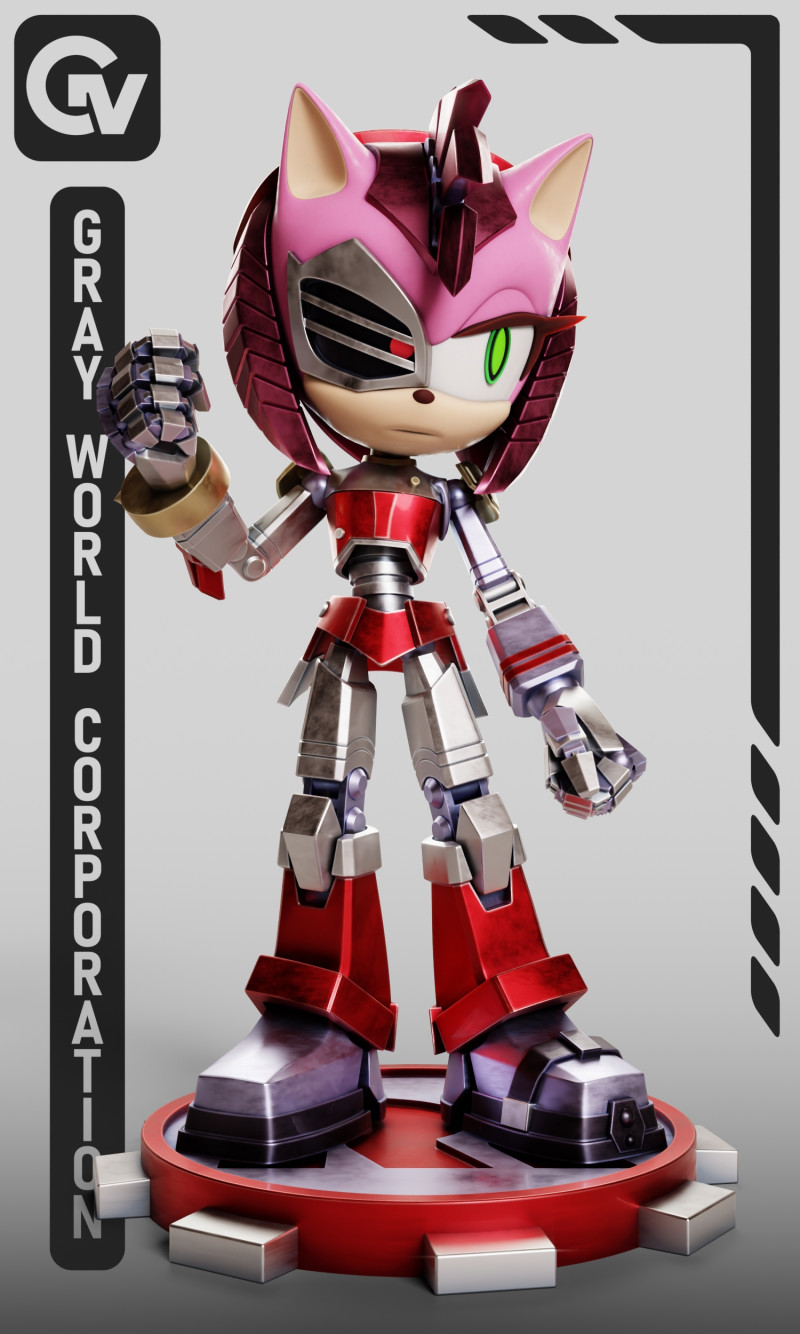 Rusty Rose Sonic The Hedgehog 3D Print Model .c4d .max .obj .3ds .fbx .stl .blend