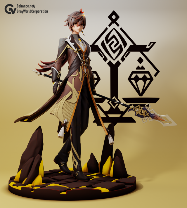 Thoma Genshin Impact 3D Print Model .c4d .max .obj .3ds .fbx .stl .blend 