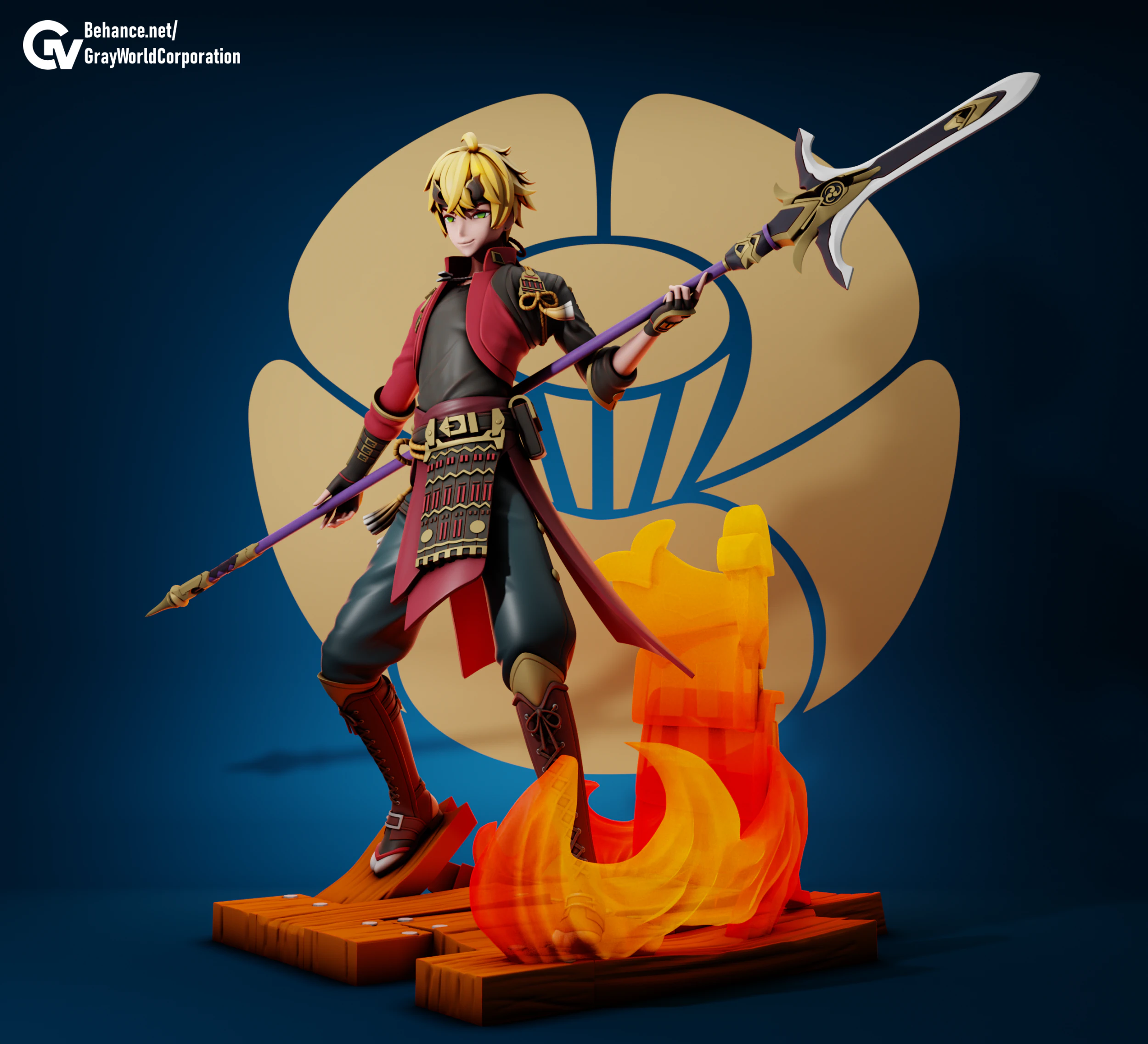 Thoma Genshin Impact 3D Print Model .c4d .max .obj .3ds .fbx .stl .blend 