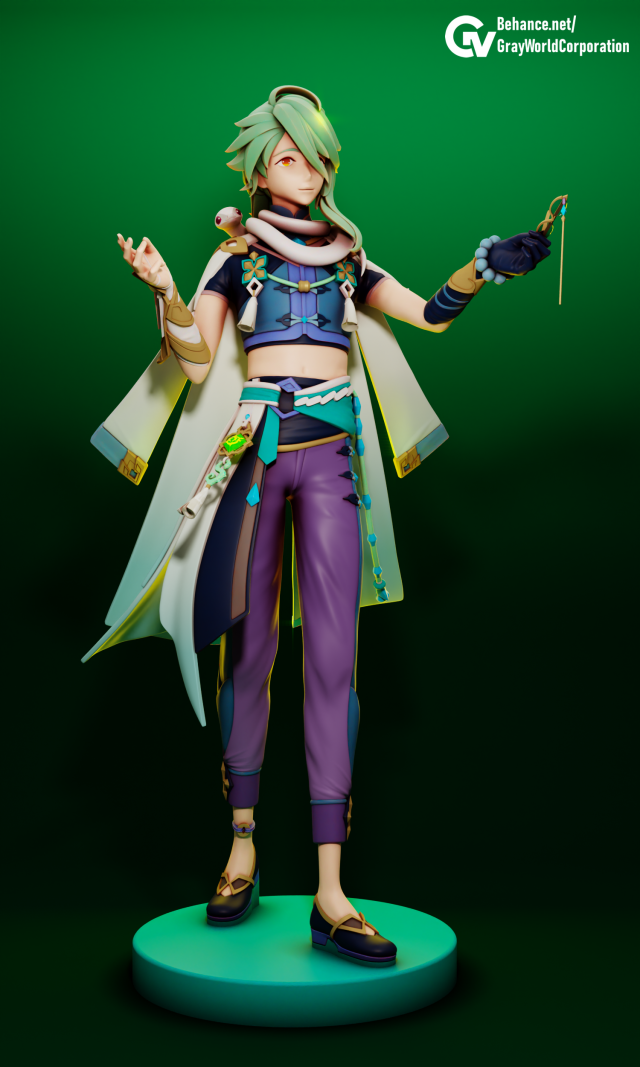 Baizhu Genshin Impact 3D 프린트 모델 .c4d .max .obj .3ds .fbx .stl .blend 
