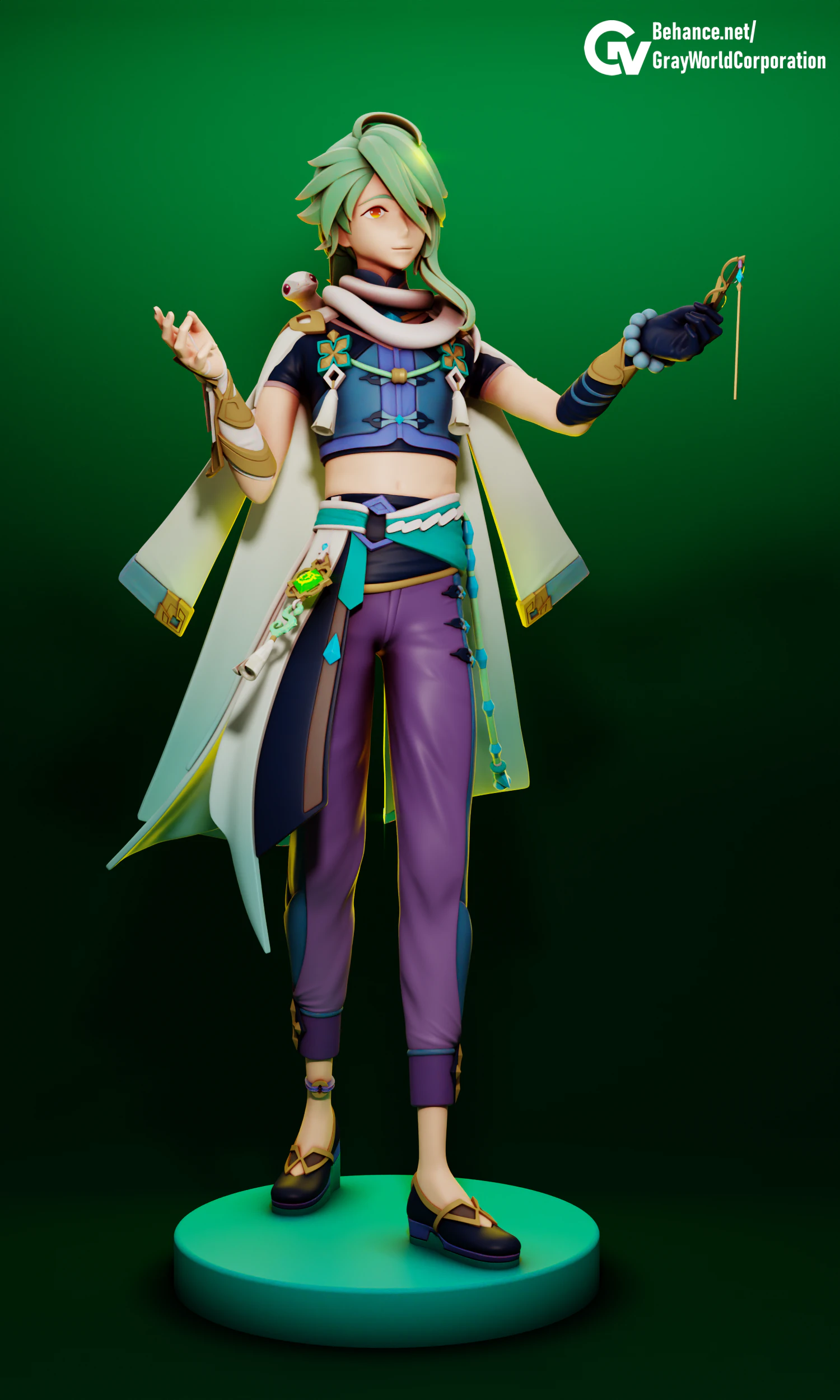 Baizhu Genshin Impact 3D Print Model .c4d .max .obj .3ds .fbx .stl .blend