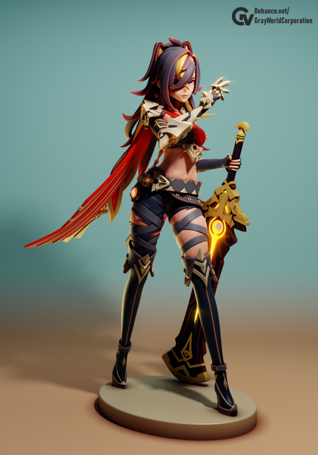 Dehya Genshin Impact Modèles 3D en vedette .c4d .max .obj .3ds .fbx .stl .blend 