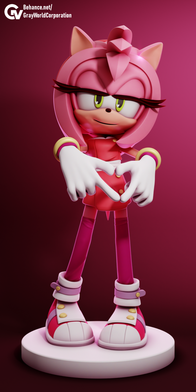 Amy Rose Sonic The Hedgehog 3D Print Model .c4d .max .obj .3ds .fbx .stl .blend 