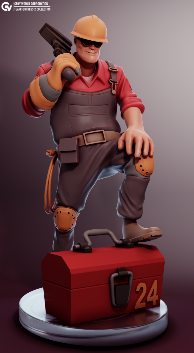 Egineer Team Fortress 2 Modèles 3D en vedette .c4d .max .obj .3ds .fbx .stl .blend 