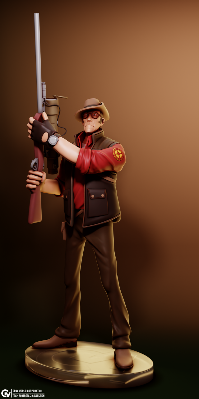 Sniper Team Fortress 2 3D Print Model .c4d .max .obj .3ds .fbx .stl .blend 
