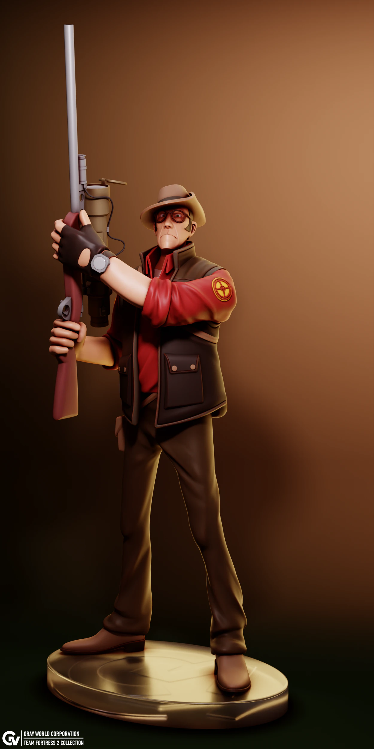 Sniper Team Fortress 2 3D Print Model .c4d .max .obj .3ds .fbx .stl .blend 