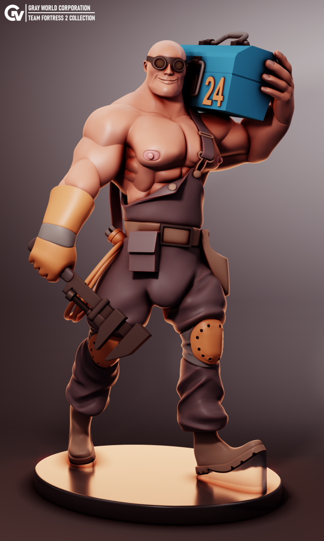 Buff Egineer Team Fortress 2 3D Print Model .c4d .max .obj .3ds .fbx .stl .blend 