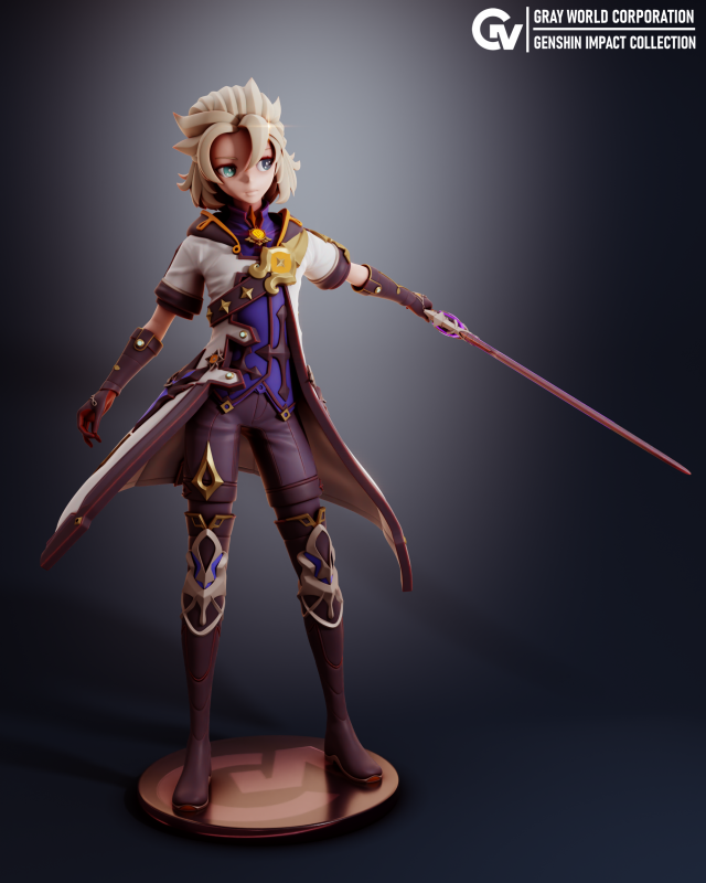 Albedo Kreideprinz 3 Genshin Impact 3D Принт Модель .c4d .max .obj .3ds .fbx .stl .blend 