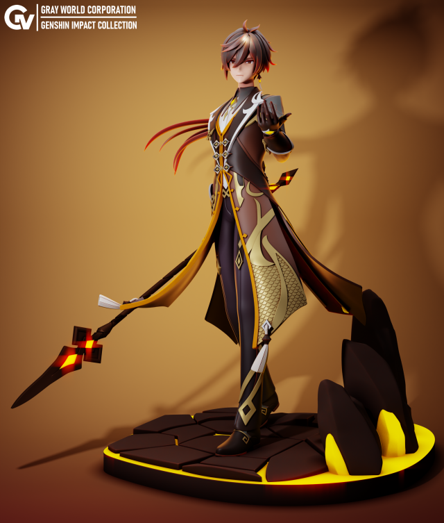 Zhongli 2 Genshin Impact Modelo de Impressão 3D .c4d .max .obj .3ds .fbx .stl .blend 