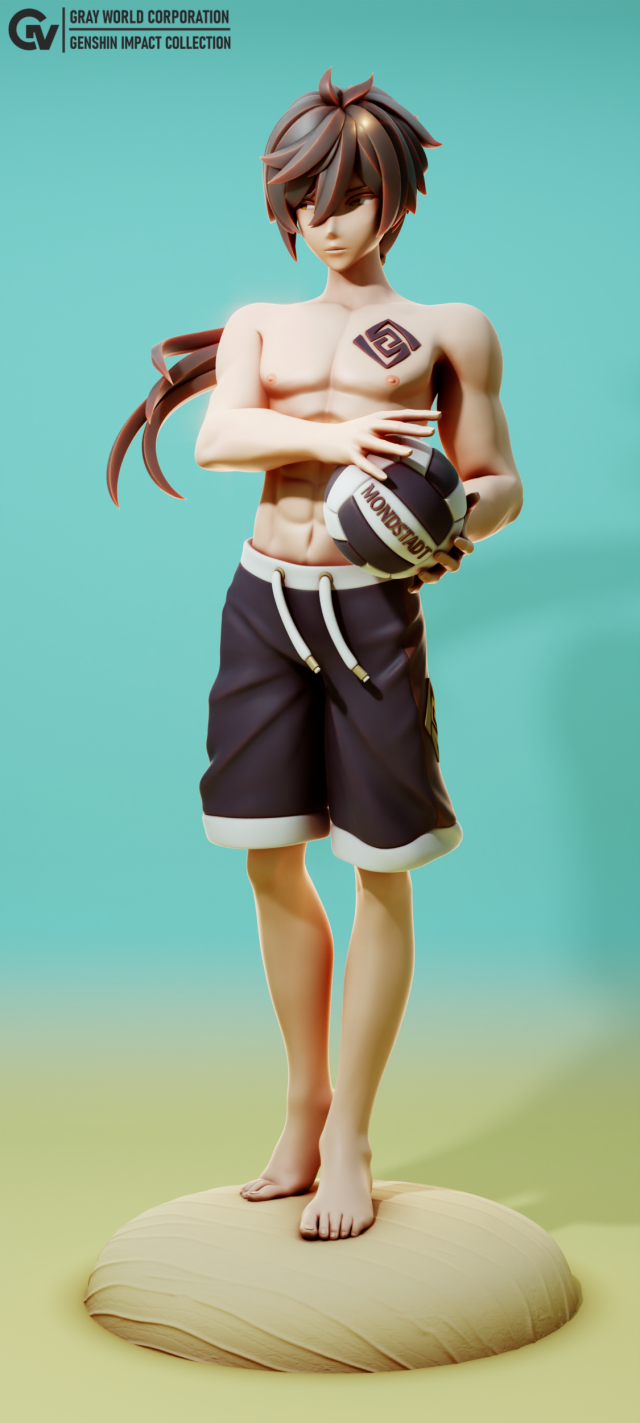 Zhongli Archon Of The Beaches Genshin Impact 3D Принт Модель .c4d .max .obj .3ds .fbx .stl .blend 