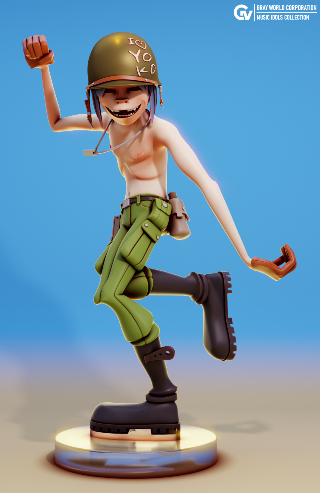 2D Dirty Harry Gorillaz 3D Print Model .c4d .max .obj .3ds .fbx .stl .blend 