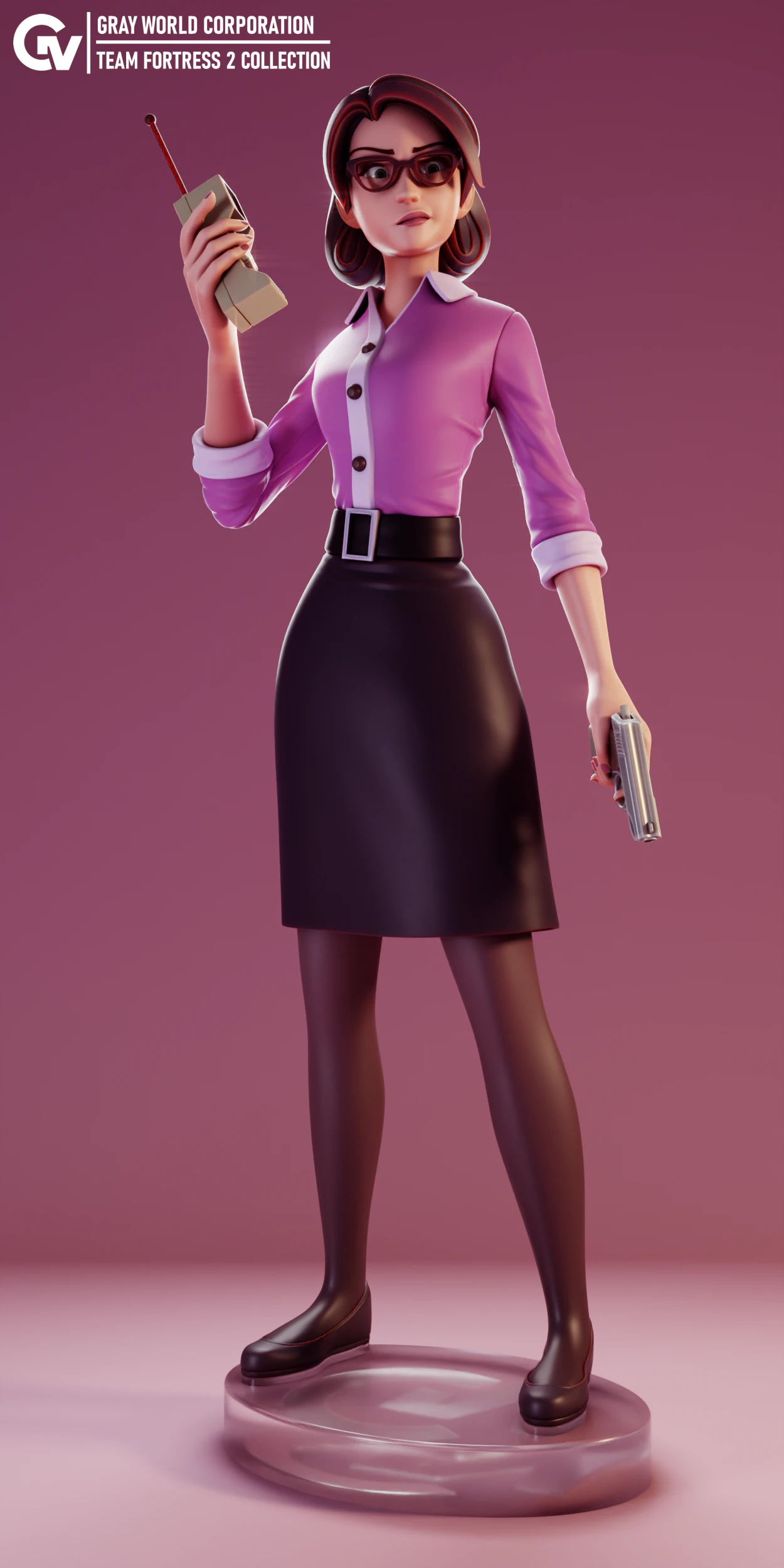 Miss Pauling Team Fortress 2 3D Print Model .c4d .max .obj .3ds .fbx .stl .blend 