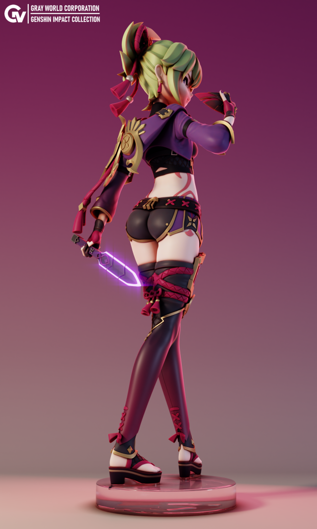 Kuki Shinobu Genshin Impact Modèles 3D en vedette .c4d .max .obj .3ds .fbx .stl .blend 