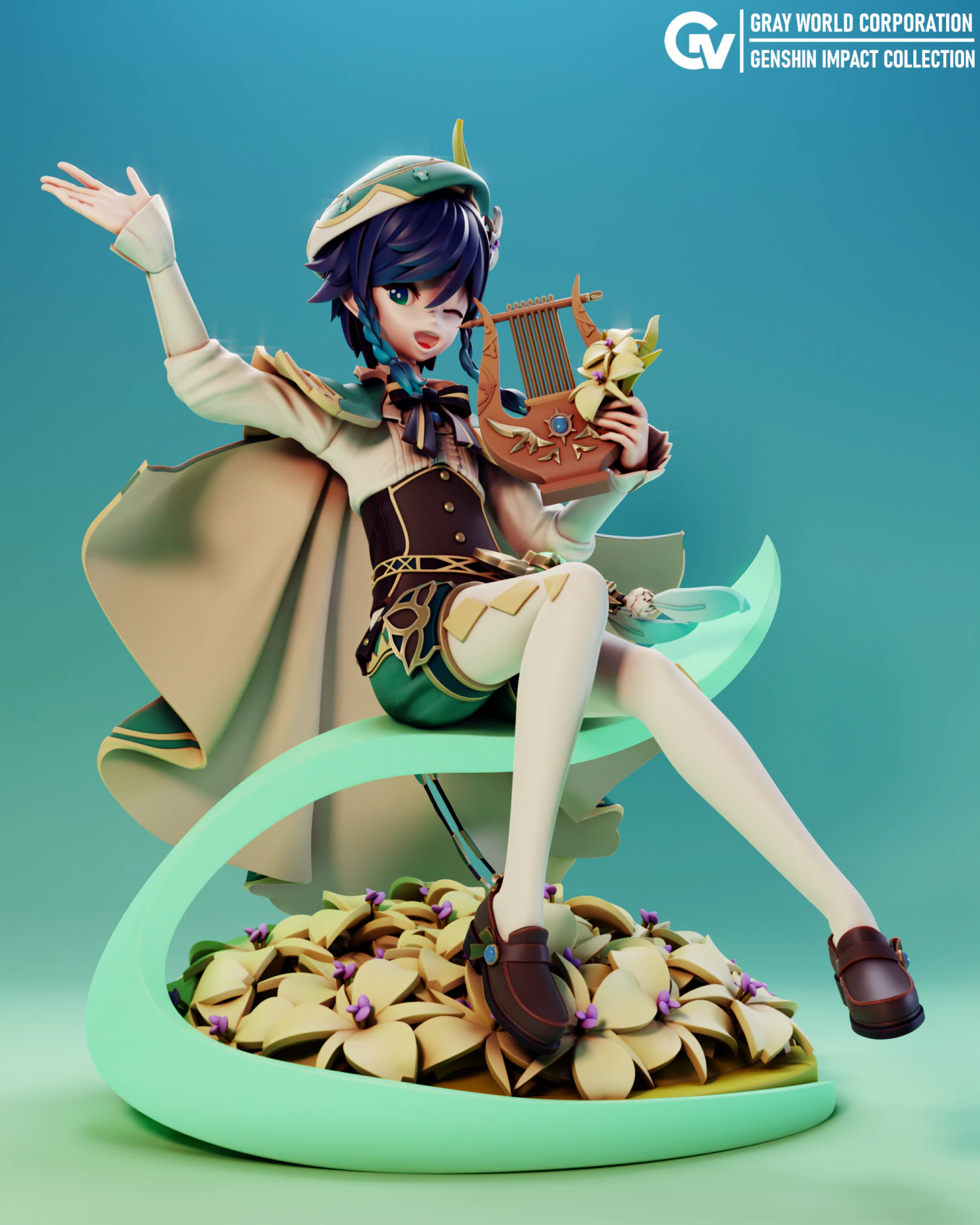 Venti Genshin Impact 3D Print Model .c4d .max .obj .3ds .fbx .stl .blend
