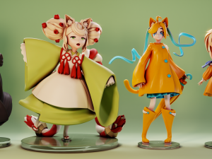 Neko Neko Set 3D 프린트 모델