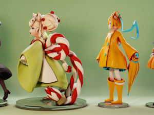 Neko Neko Set 3D 프린트 모델
