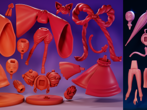 Neko Neko Set 3D 프린트 모델