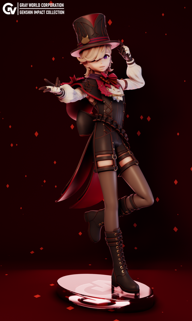 Lyney Genshin Impact 3Dプリントモデル .c4d .max .obj .3ds .fbx .stl .blend 
