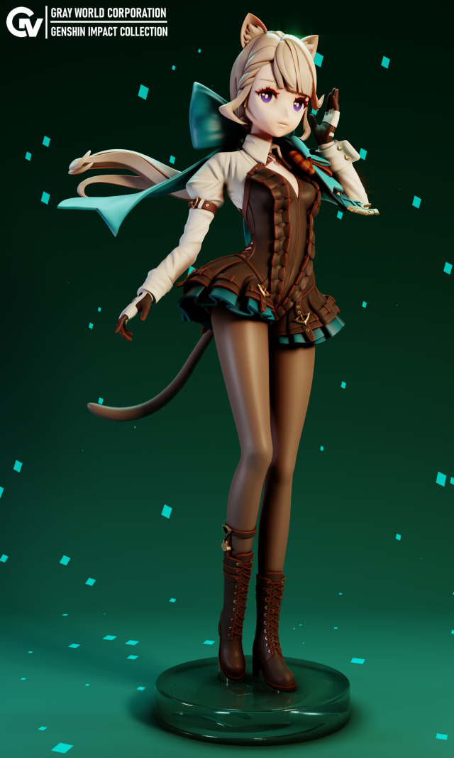 Lynette Genshin Impact 3D-printmodel .c4d .max .obj .3ds .fbx .stl .blend 