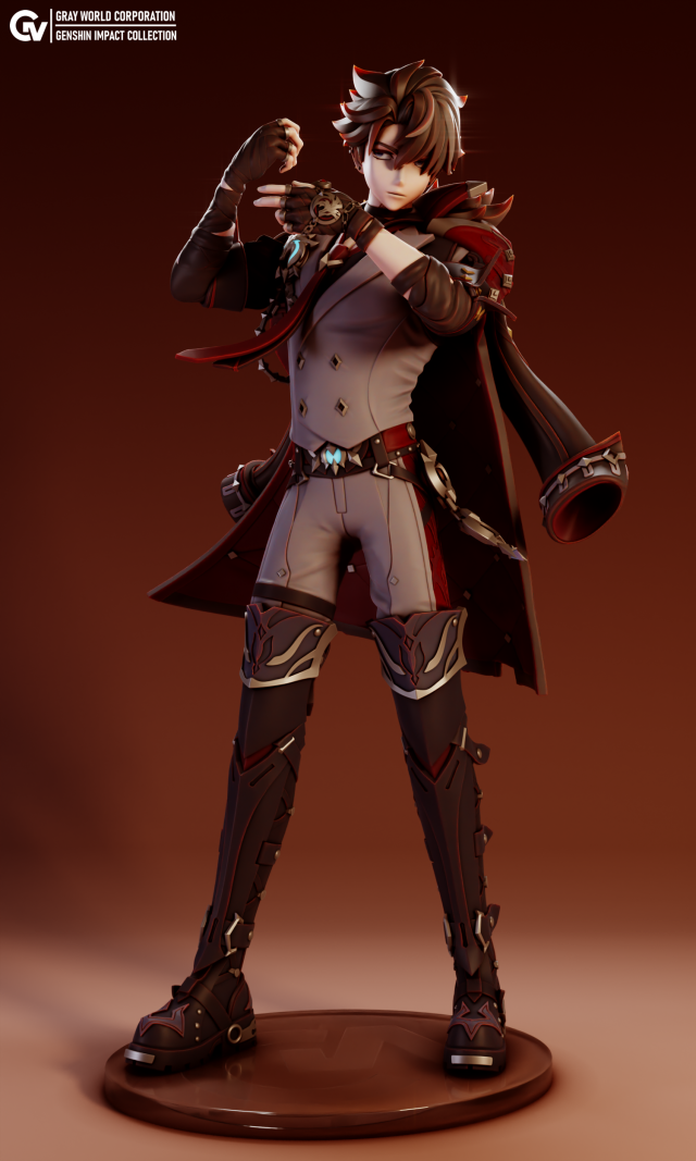 Wriothesley Genshin Impact Modèles 3D en vedette .c4d .max .obj .3ds .fbx .stl .blend 