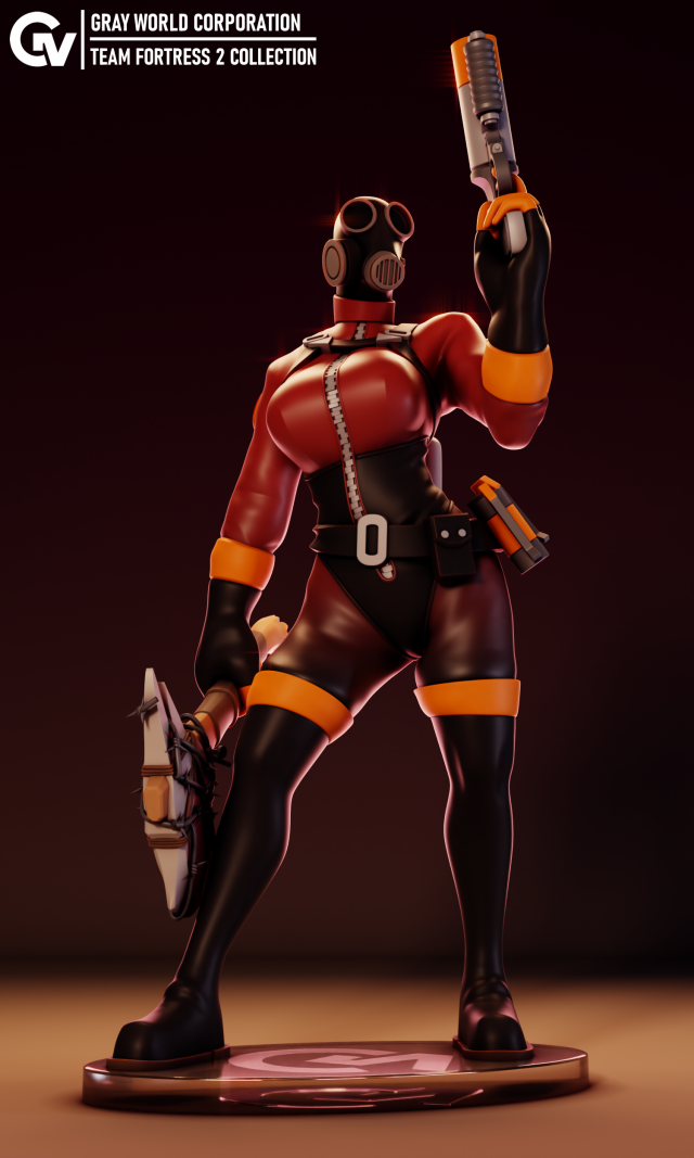 Fem Pyro Team Fortress 2 3Dプリントモデル .c4d .max .obj .3ds .fbx .stl .blend 