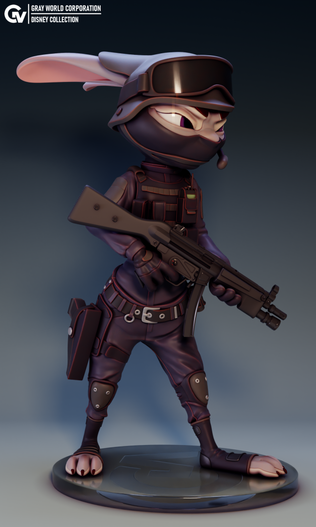 Judy Hopps SWAT Zootopia 3D Принт Модель .c4d .max .obj .3ds .fbx .stl .blend 