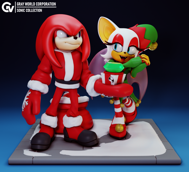 Rouge Knuckles Holidays Time Sonic The Hedgehog 3D Print Model .c4d .max .obj .3ds .fbx .stl .blend 