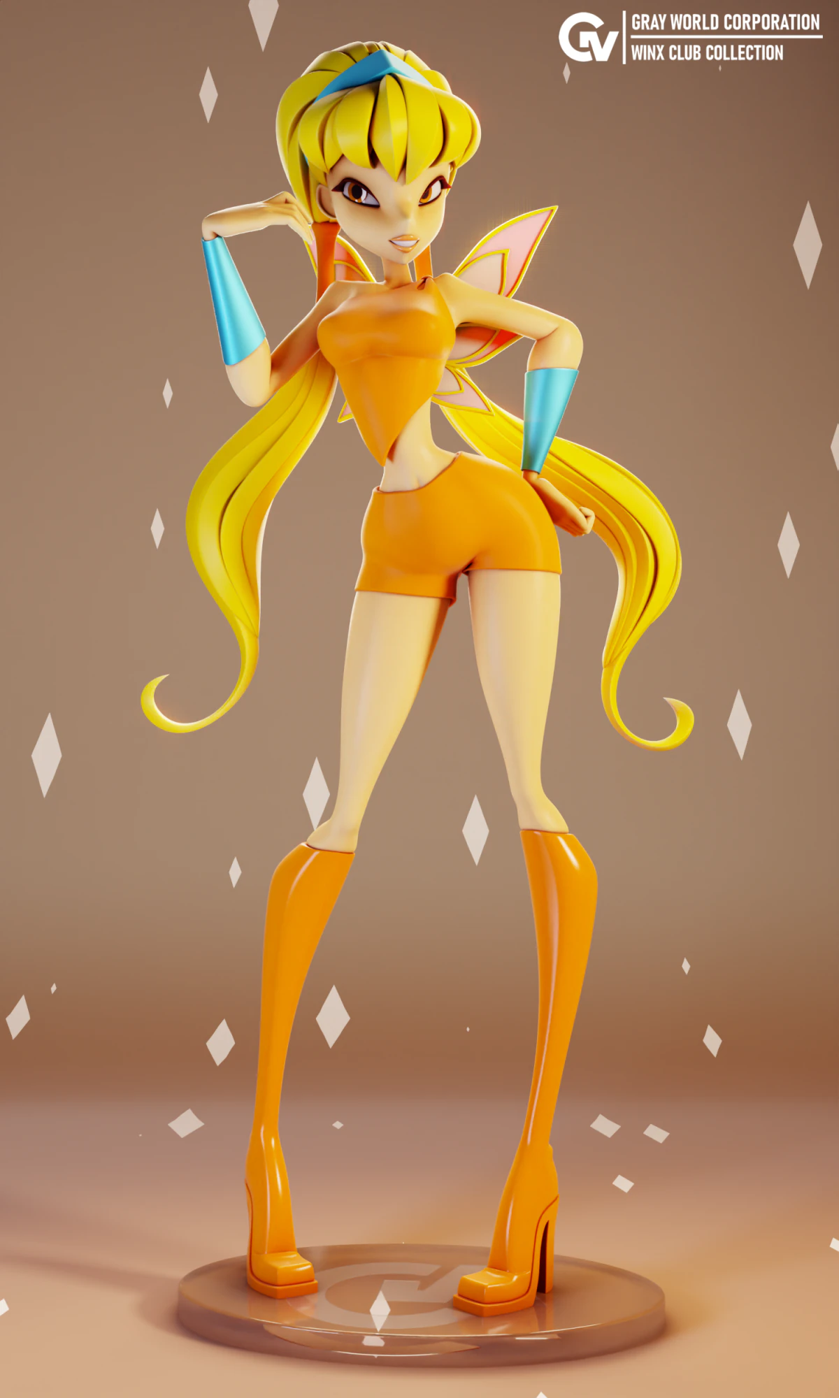 Stella Fairy Form Winx Club 3D Print Model .c4d .max .obj .3ds .fbx .stl .blend