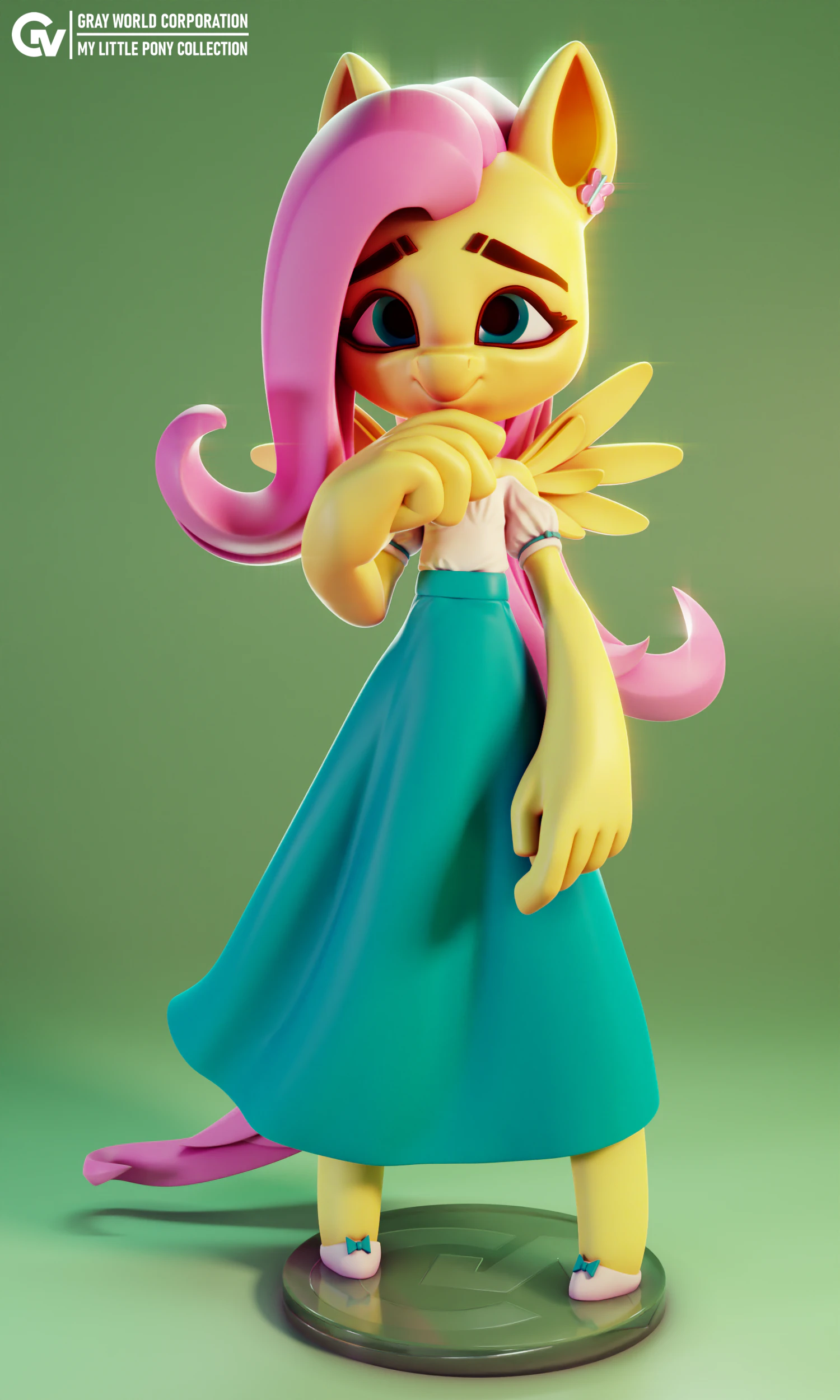 Fluttershy Chibi - My Little Pony 3D Print Model .c4d .max .obj .3ds .fbx .stl .blend 