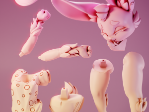 Bunny Morning Furry 3Dプリントモデル