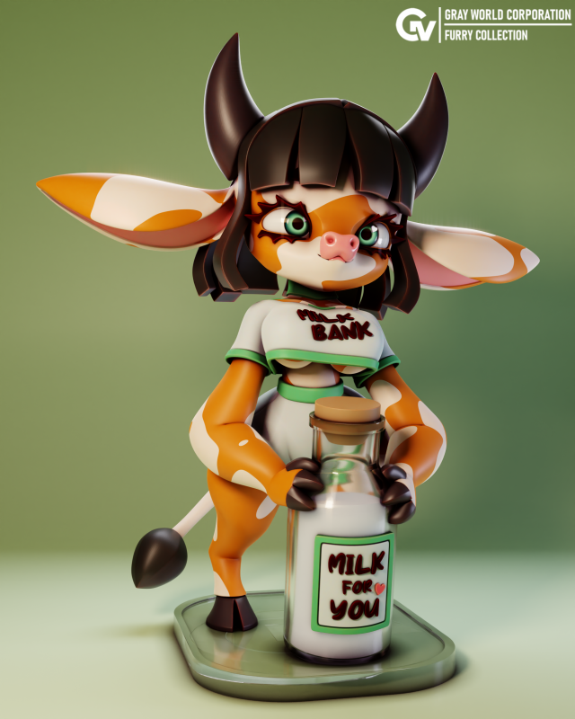 Furry Cow 1 - Furry 3D Baskı Modeli .c4d .max .obj .3ds .fbx .stl .blend 