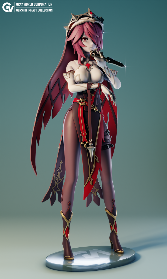 Rosaria Genshin Impact Modelo de Impressão 3D .c4d .max .obj .3ds .fbx .stl .blend