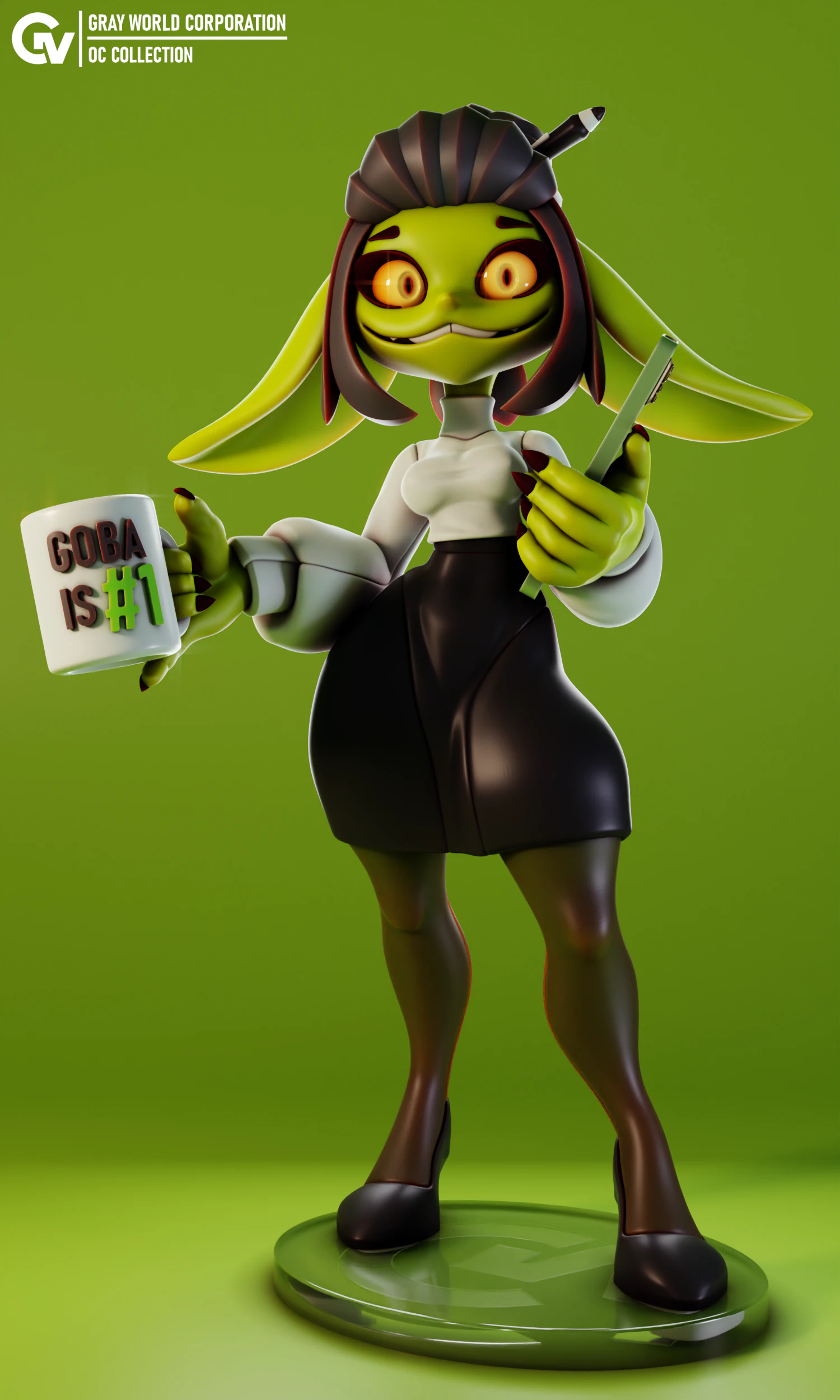Goblin Girl Clerk OC 3D Print Model .c4d .max .obj .3ds .fbx .stl .blend 