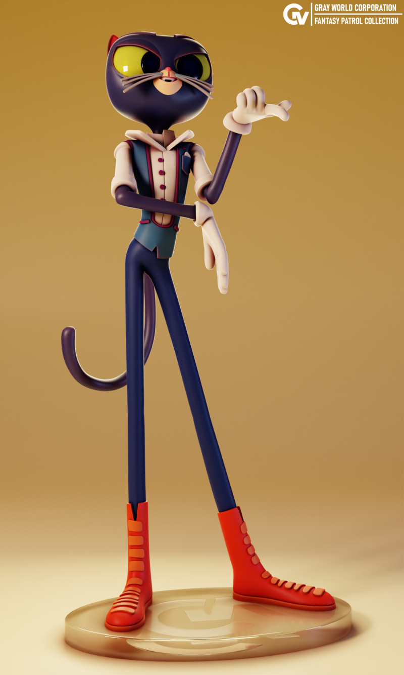 Cat Scientist Fantasy Patrol Modello di stampa 3D .c4d .max .obj .3ds .fbx .stl .blend 