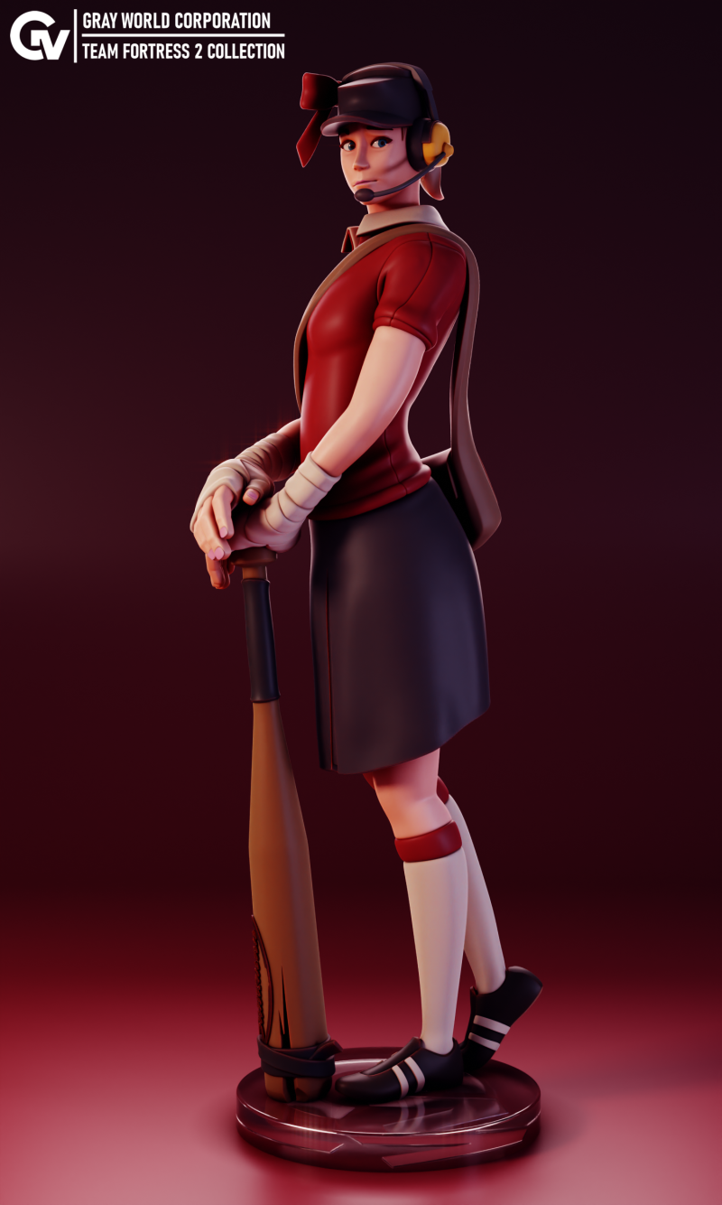 Fem Scout Team Fortress 2 3D Print Model .c4d .max .obj .3ds .fbx .stl .blend 