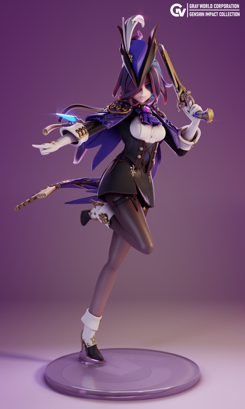 Clorinde Genshin Impact 3D Принт Модель .c4d .max .obj .3ds .fbx .stl .blend 