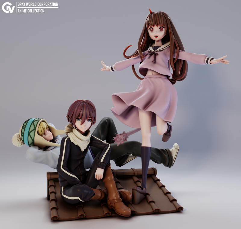 Yato Hiyori and Yukine Noragami 3D Print Model .c4d .max .obj .3ds .fbx .stl .blend 
