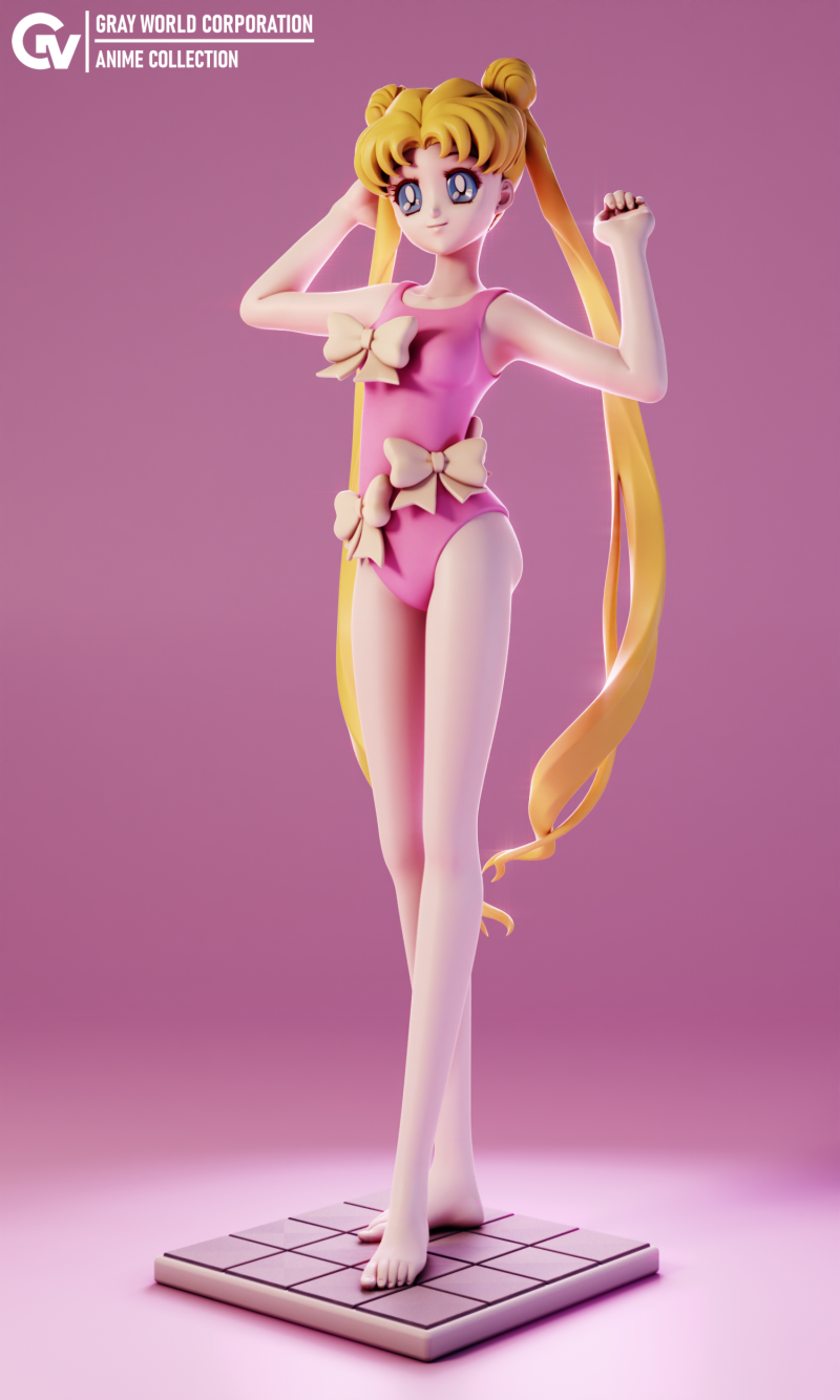 Sailor Moon Swimsuit Sailor Moon 3D Принт Модель .c4d .max .obj .3ds .fbx .stl .blend 
