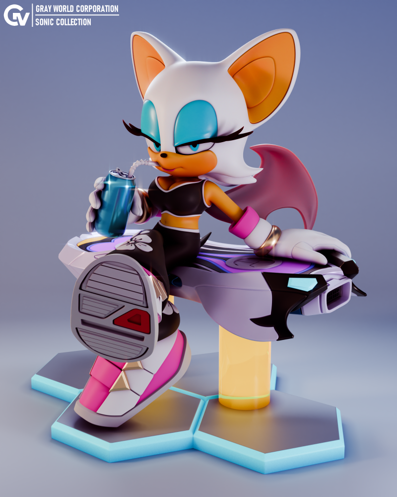 Rouge Sonic Riders Sonic The Hedgehog 3D 프린트 모델 .c4d .max .obj .3ds .fbx .stl .blend 