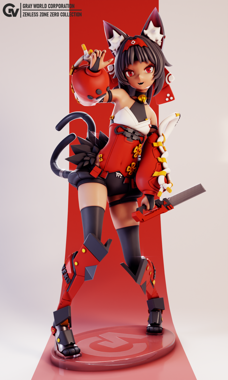 Nekomiya Mana Zenless Zone Zero 3D Принт Модель .c4d .max .obj .3ds .fbx .stl .blend 
