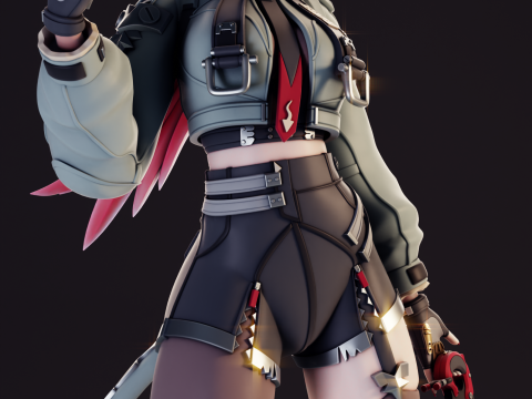 Jane Doe Zenless Zone Zero Modèles 3D en vedette