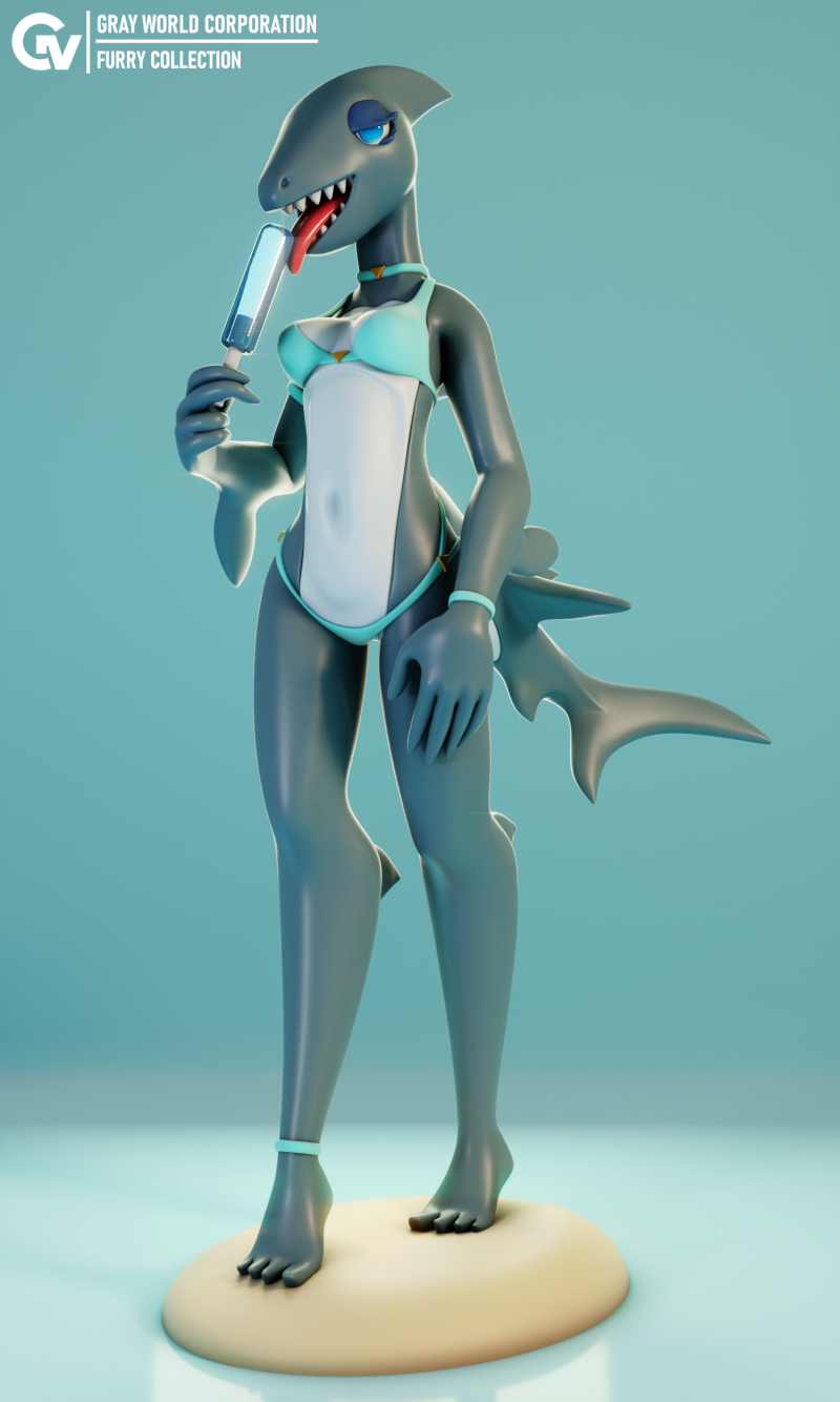Furry Shark 1 Furry Modello di stampa 3D .c4d .max .obj .3ds .fbx .stl .blend