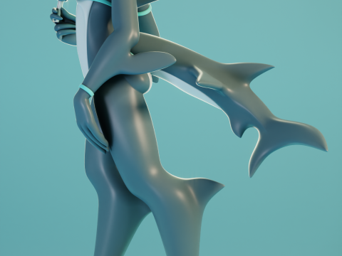 Furry Shark 1 Furry Modello di stampa 3D